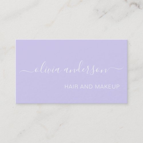 Lavender Purple Girly Simple Hair Makeup Salon Business Card