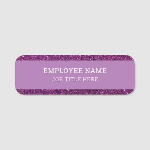 Lavender Purple Glitter And White Employee Title Name Tag