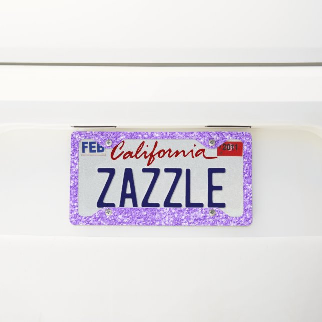 Lavender-Purple Glitter & Sparkles Texture Print License Plate Frame (On Car)