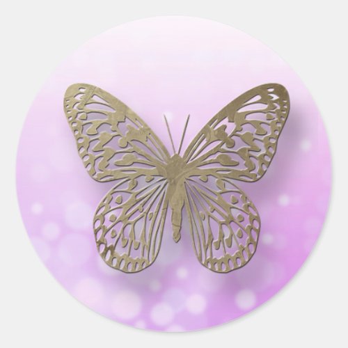 Lavender Purple Gold Butterfly Stickers