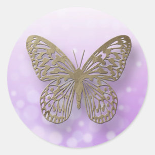 Lavender Purple Gold Butterfly Stickers