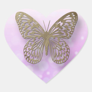 Lavender Purple Gold Butterfly Stickers