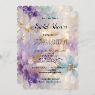 Lavender Purple Gold Glam Floral Bridal Shower Invitation