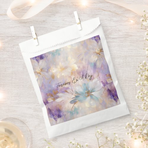 Lavender Purple Gold Glam Floral Wedding  Favor Bag
