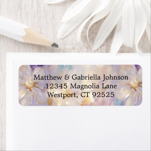 Lavender Purple Gold Glam Floral Wedding  Label