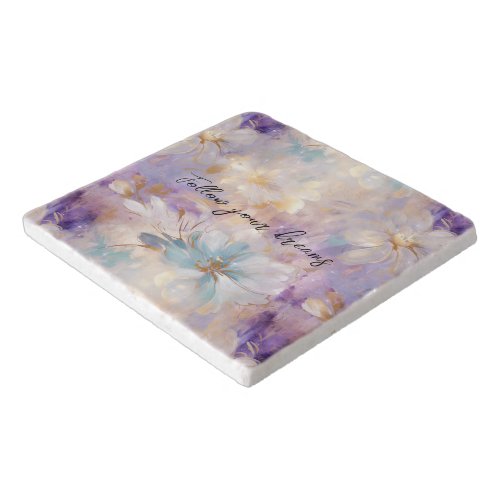 Lavender Purple Gold Glam Floral Wedding  Trivet