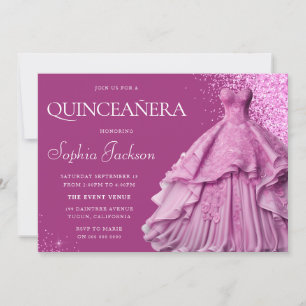 Lavender Purple Gown Quinceanera Party 15th Invitation