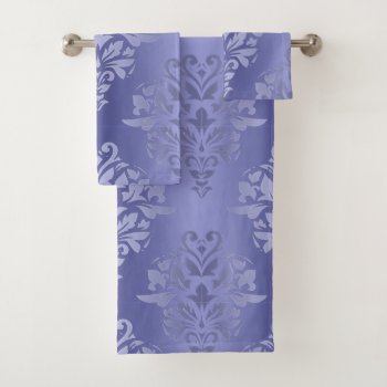 Lavender Purple Gradient Floral Damask Print Bath Towel Set by UROCKDezineZone at Zazzle