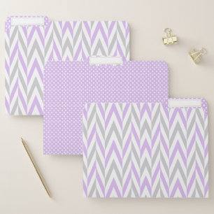 Lavender Purple, Gray and White Pattern File Folder