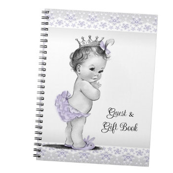 Lavender Purple Gray Baby Shower Gift Guest Book by The_Vintage_Boutique at Zazzle