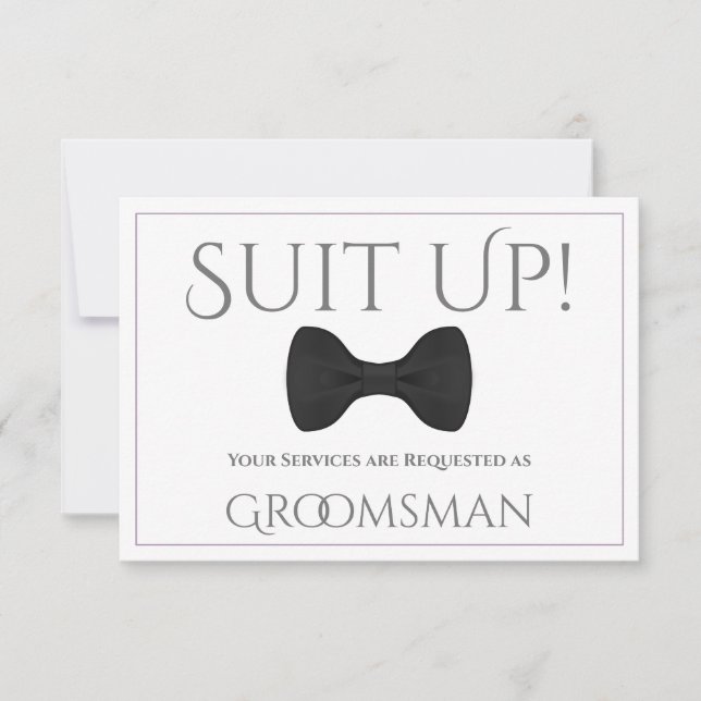 Lavender Purple & Gray Be My Groomsman Card (Front)