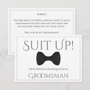 Lavender Purple & Gray Be My Groomsman Card
