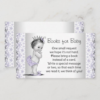 Lavender Purple Gray Bring A Book Baby Shower Enclosure Card by The_Vintage_Boutique at Zazzle
