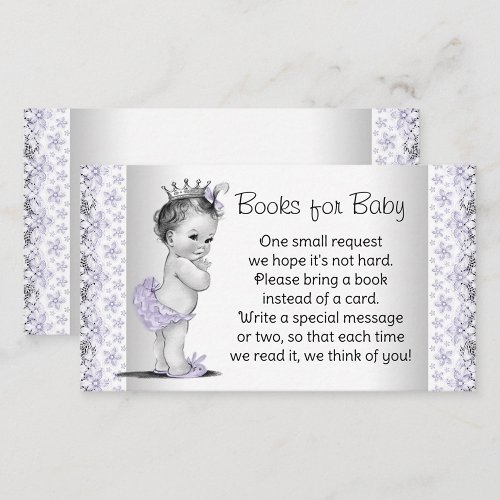 Lavender Purple Gray Bring a Book Baby Shower Enclosure Card