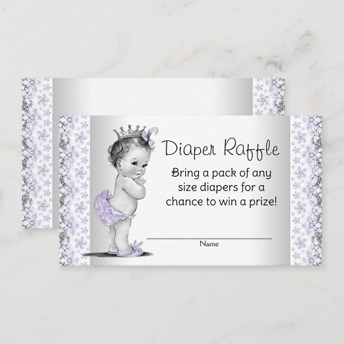 Lavender Purple Gray Diaper Raffle Ticket Enclosure Card