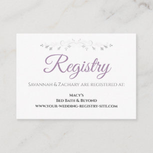 Lavender Purple & Gray Elegant Wedding Registry Enclosure Card