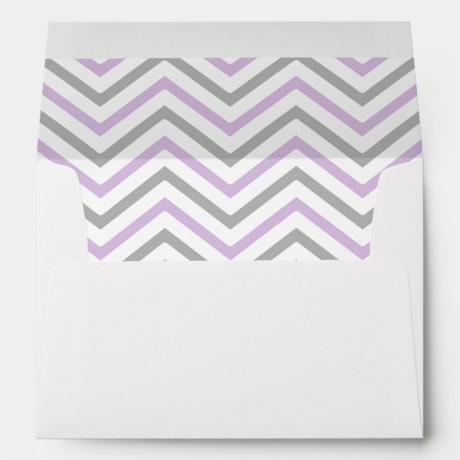 Lavender Purple Gray Grey Chevron Lined Envelope (Back (Bottom))