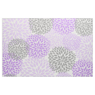 Lavender Purple Gray Modern Dahlia floral print Fabric