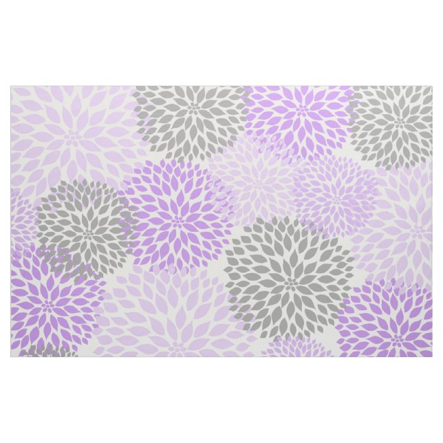 Lavender Purple Gray Modern Dahlia floral print Fabric (Yard)