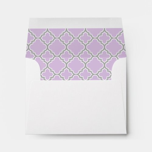 Lavender Purple Gray Quatrefoil Lined Envelope