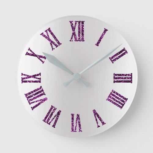 Lavender Purple Gray Silver Ombre Minimal Black Round Clock