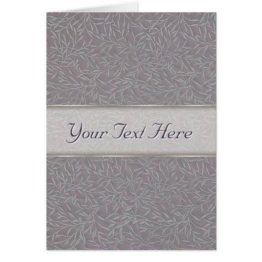Lavender Purple Grey Embossed Leaf Vines Brocade Cards (Front)