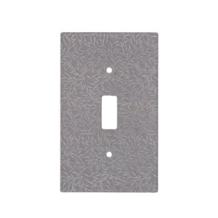 Lavender Purple Grey Embossed Leaf Vines Brocade Light Switch Cover