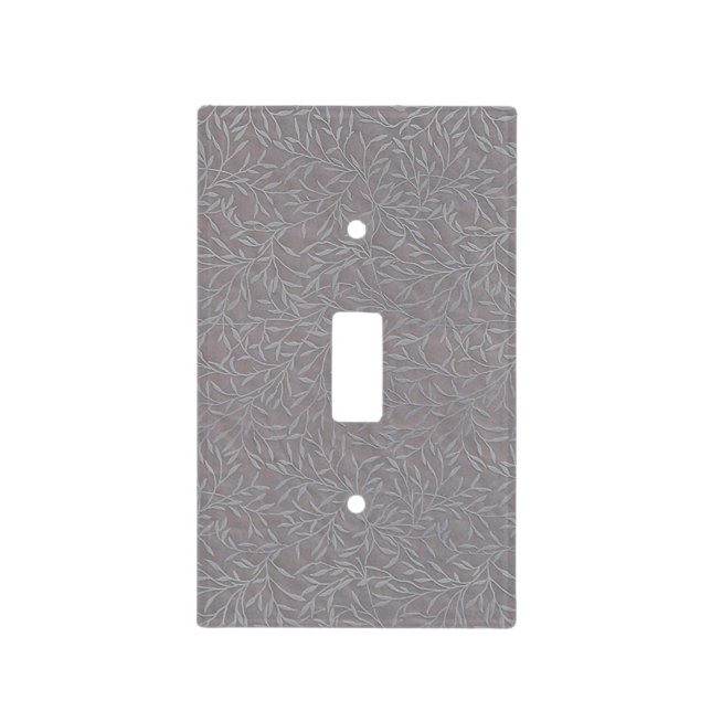 Lavender Purple Grey Embossed Leaf Vines Brocade Light Switch Cover (Front)
