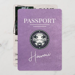 Lavender Purple Hawaii Passport Save The Date