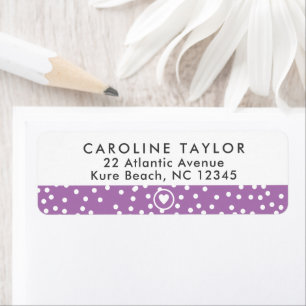 Lavender Purple Heart & Dots Cute Girly Address Label