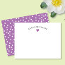 Lavender Purple Heart & Dots Cute Girly Note Card