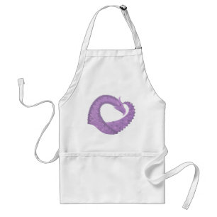 Lavender purple heart dragon on white adult apron
