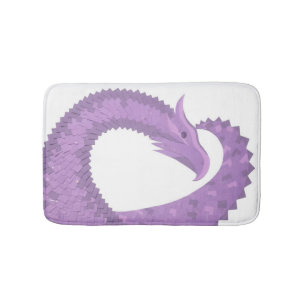 Lavender purple heart dragon on white bathroom mat