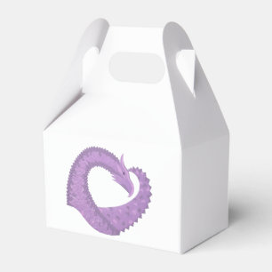 Lavender purple heart dragon on white favor boxes