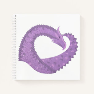 Lavender purple heart dragon on white notebook