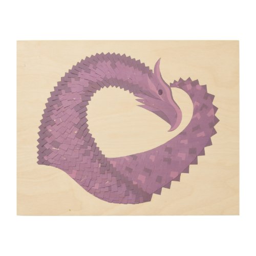 Lavender purple heart dragon wood wall art