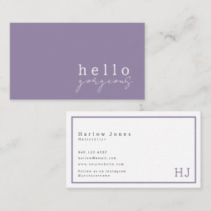 Lavender Purple Hello Gorgeous Beauty Minimalist Business Card