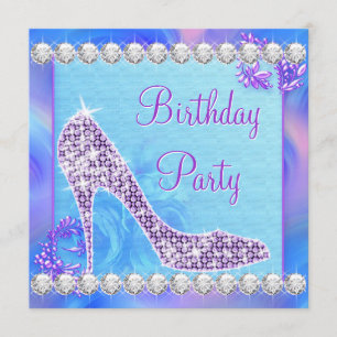 Lavender Purple High Heel Shoe Birthday Party Invitation