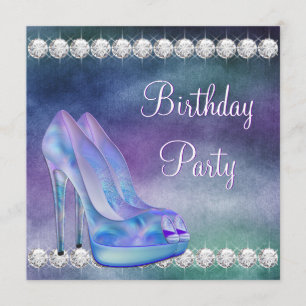 Lavender Purple High Heel Shoe Birthday Party Invitation