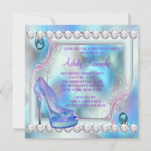 Lavender Purple High Heel Shoe Birthday Party Invitation Zazzle