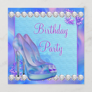 Lavender Purple High Heel Shoe Birthday Party Invitation