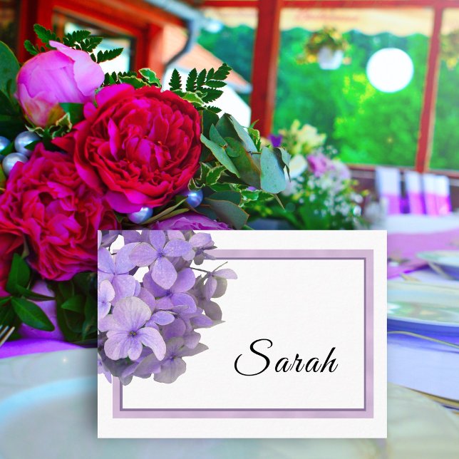 Lavender Purple Hydrangea Blank Place Cards (Creator Uploaded)