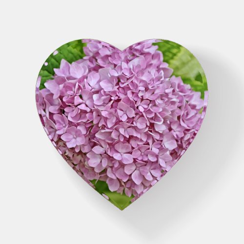 Lavender Purple Hydrangea Flower Heart Paperweight