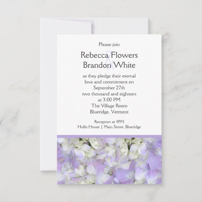 Lavender Purple Hydrangea Small Wedding Invitation (Front)