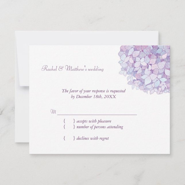 Lavender Purple Hydrangea Wedding RSVP (Front)