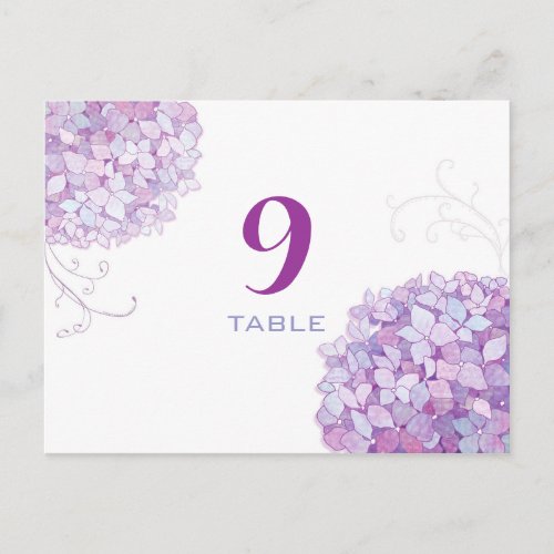 Lavender Purple Hydrangea Wedding Table Numbers