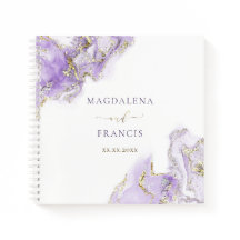 lavender purple ink marble wedding Guest Book