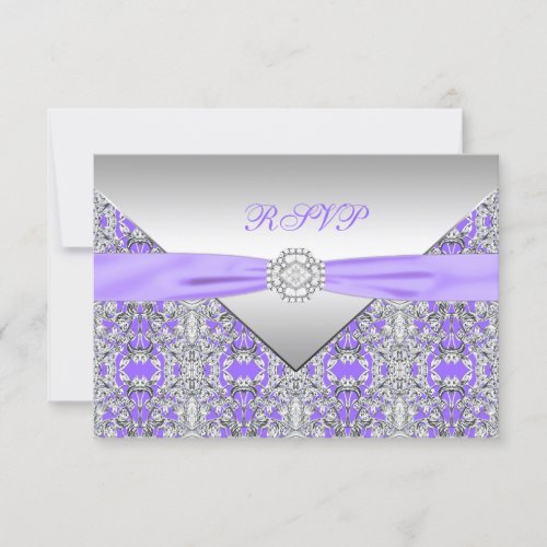 Lavender Purple Lace Diamond Wedding RSVP