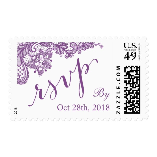 Lavender Purple Lace Floral | Elegant Chic RSVP Postage