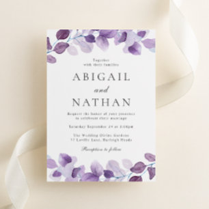 Lavender Purple Leaves Wedding Invitation